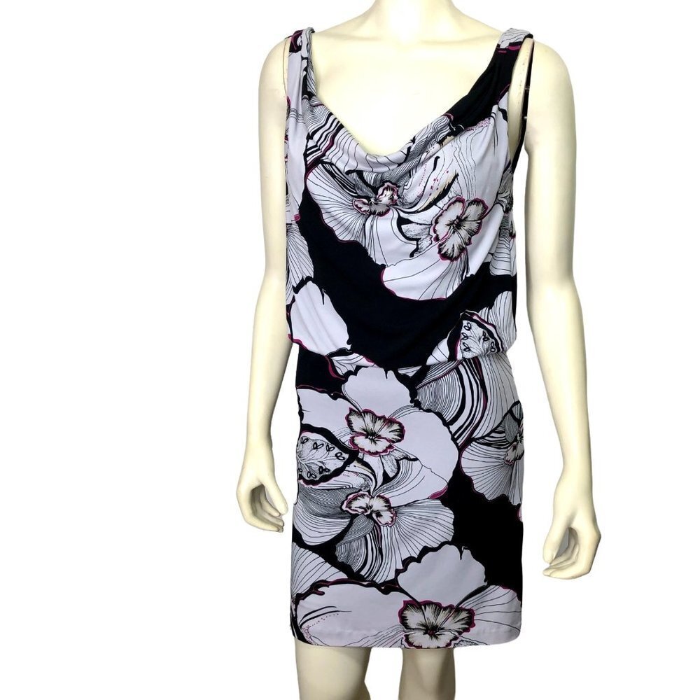 WHITE HOUSE BLACK MARKET‎ DRAPE NECKLINE FLORAL PRINTDRESS XS